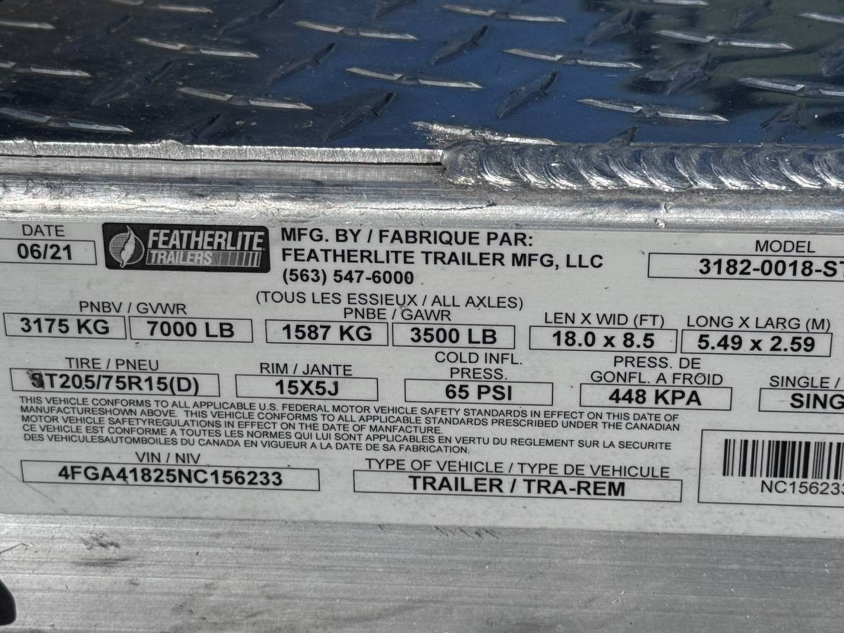 2021 18 ft. Featherlite aluminum car trailer, photo 6
