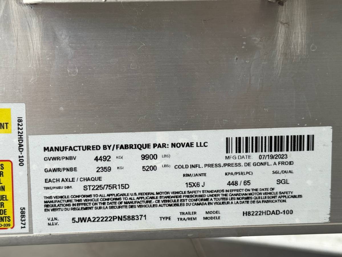 2023 aluminum 22’ H&H car hauler trailer with ramps, photo 3