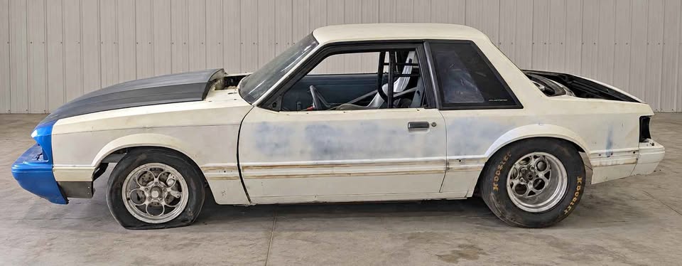Fox body Mustang drag car roller, 25.5 chromoly chassis