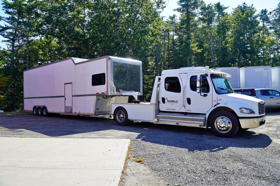 1997 T&E 43 ft enclosed stacker racing trailer
