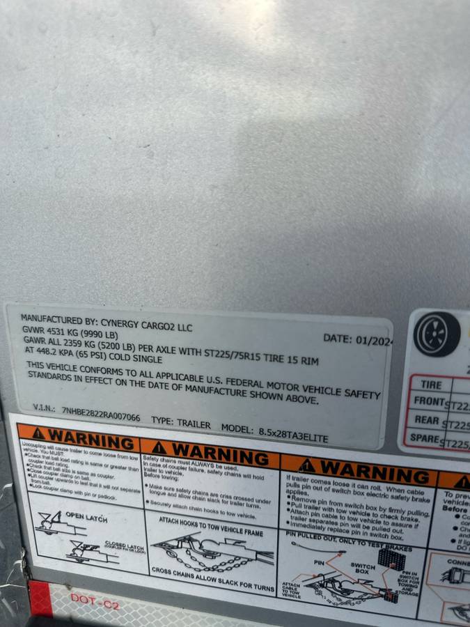 2024 Cynergy Enclosed 28’ Trailer, photo 9